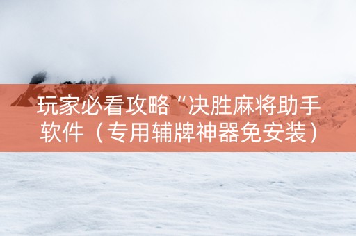 玩家必看攻略“决胜麻将助手软件（专用辅牌神器免安装）