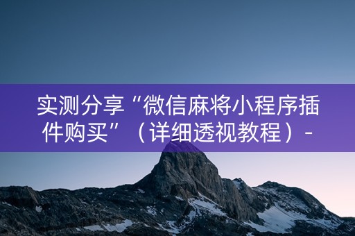 实测分享“微信麻将小程序插件购买”（详细透视教程）-哔哩哔哩