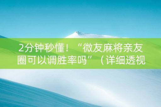 2分钟秒懂！“微友麻将亲友圈可以调胜率吗”（详细透视教程）-哔哩哔哩