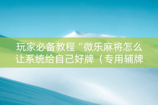 玩家必备教程“微乐麻将怎么让系统给自己好牌（专用辅牌神器免安装）