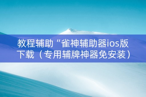 教程辅助“雀神辅助器ios版下载（专用辅牌神器免安装）