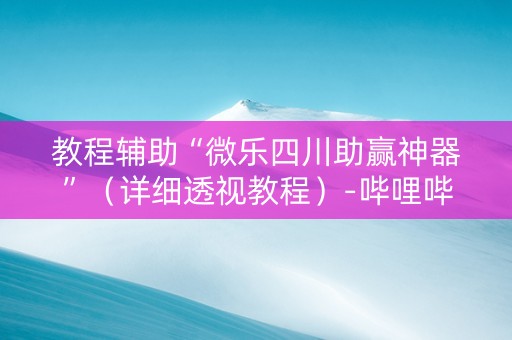 教程辅助“微乐四川助赢神器”（详细透视教程）-哔哩哔哩