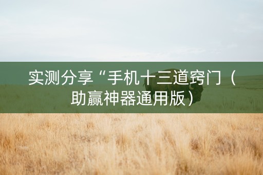 实测分享“手机十三道窍门（助赢神器通用版）