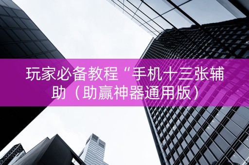 玩家必备教程“手机十三张辅助（助赢神器通用版）
