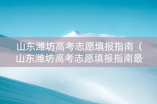 山东潍坊高考志愿填报指南（山东潍坊高考志愿填报指南最新）