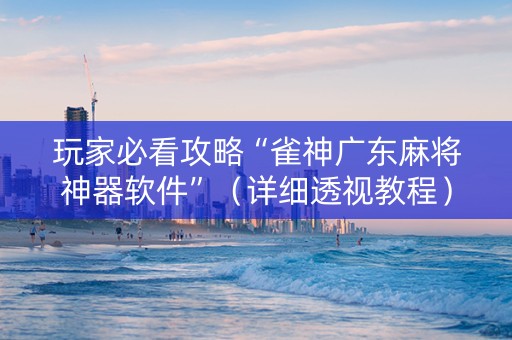玩家必看攻略“雀神广东麻将神器软件”（详细透视教程）-哔哩哔哩
