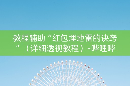 教程辅助“红包埋地雷的诀窍”（详细透视教程）-哔哩哔哩