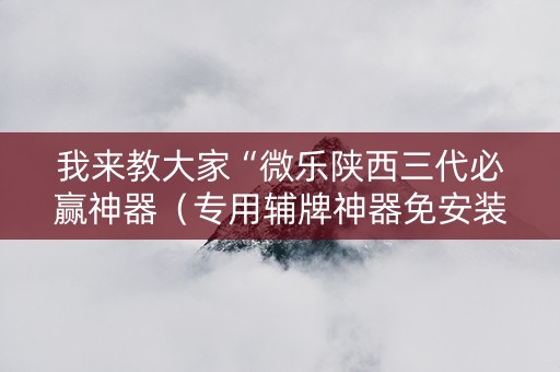 我来教大家“微乐陕西三代必赢神器（专用辅牌神器免安装）