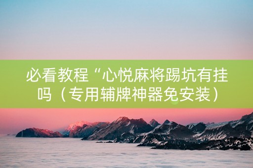 必看教程“心悦麻将踢坑有挂吗（专用辅牌神器免安装）