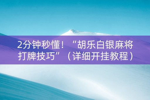 2分钟秒懂！“胡乐白银麻将打牌技巧”（详细开挂教程）-哔哩哔哩