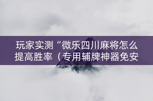 玩家实测“微乐四川麻将怎么提高胜率（专用辅牌神器免安装）