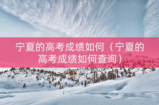 宁夏的高考成绩如何（宁夏的高考成绩如何查询）