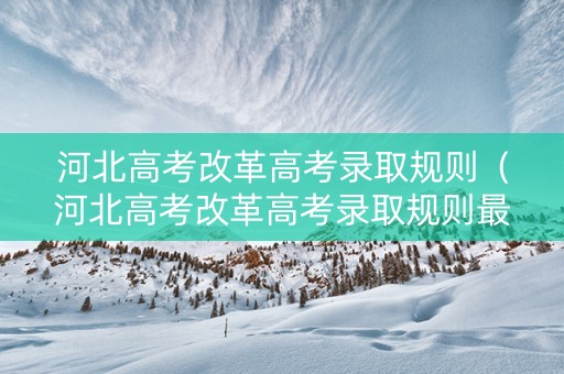 河北高考改革高考录取规则（河北高考改革高考录取规则最新）