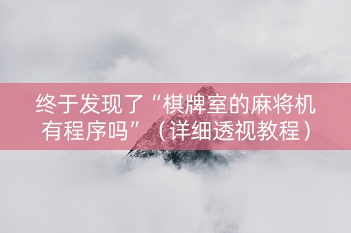 终于发现了“棋牌室的麻将机有程序吗”（详细透视教程）-哔哩哔哩