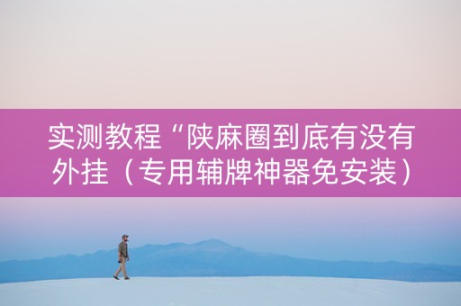 实测教程“陕麻圈到底有没有外挂（专用辅牌神器免安装）