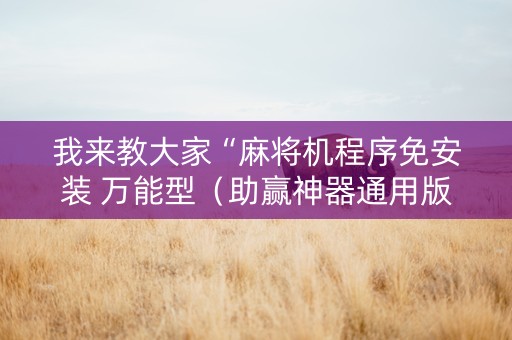 我来教大家“麻将机程序免安装 万能型（助赢神器通用版）