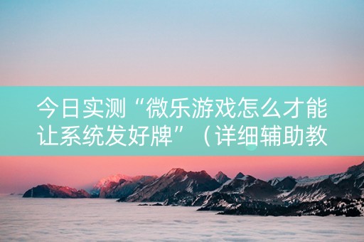 今日实测“微乐游戏怎么才能让系统发好牌”（详细辅助教程）-哔哩哔哩