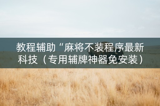 教程辅助“麻将不装程序最新科技（专用辅牌神器免安装）