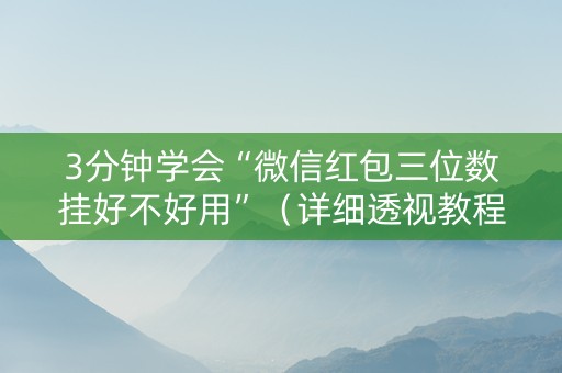 3分钟学会“微信红包三位数挂好不好用”（详细透视教程）-哔哩哔哩