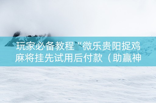 玩家必备教程“微乐贵阳捉鸡麻将挂先试用后付款（助赢神器通用版）