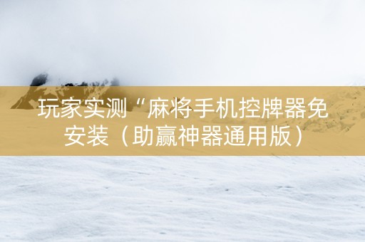 玩家实测“麻将手机控牌器免安装（助赢神器通用版）