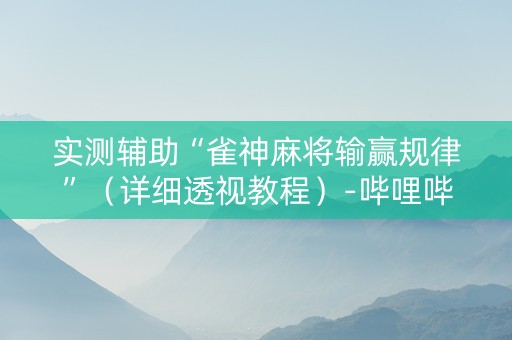 实测辅助“雀神麻将输赢规律”（详细透视教程）-哔哩哔哩