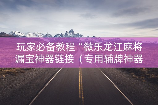 玩家必备教程“微乐龙江麻将漏宝神器链接（专用辅牌神器免安装）