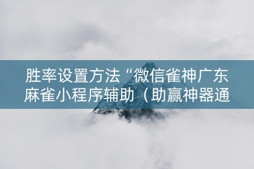 胜率设置方法“微信雀神广东麻雀小程序辅助（助赢神器通用版）