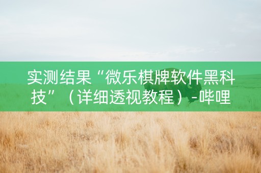 实测结果“微乐棋牌软件黑科技”（详细透视教程）-哔哩哔哩