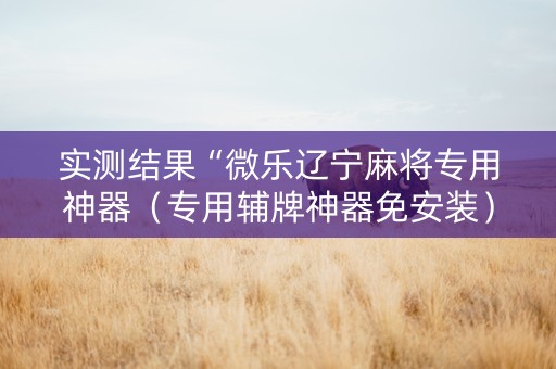 实测结果“微乐辽宁麻将专用神器（专用辅牌神器免安装）