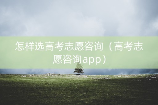 怎样选高考志愿咨询（高考志愿咨询app）