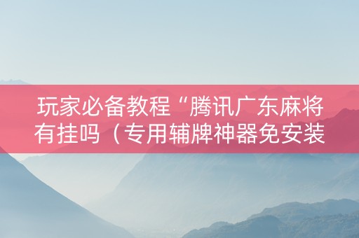 玩家必备教程“腾讯广东麻将有挂吗（专用辅牌神器免安装）