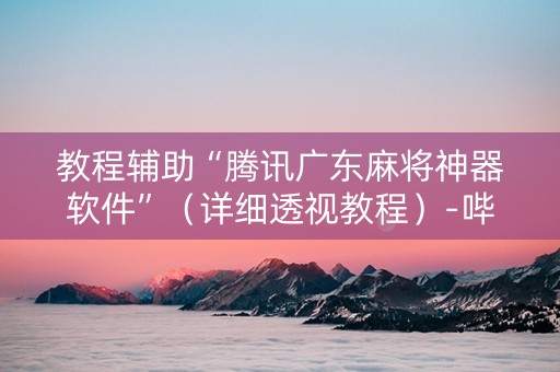 教程辅助“腾讯广东麻将神器软件”（详细透视教程）-哔哩哔哩