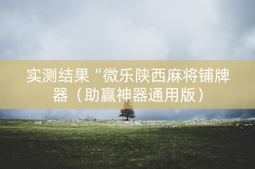 实测结果“微乐陕西麻将铺牌器（助赢神器通用版）
