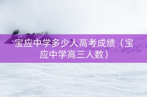 宝应中学多少人高考成绩（宝应中学高三人数）