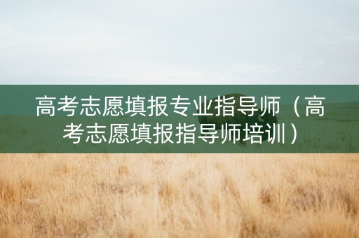 高考志愿填报专业指导师（高考志愿填报指导师培训）