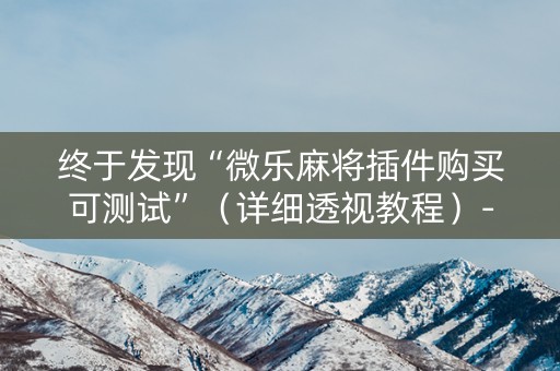终于发现“微乐麻将插件购买可测试”（详细透视教程）-哔哩哔哩