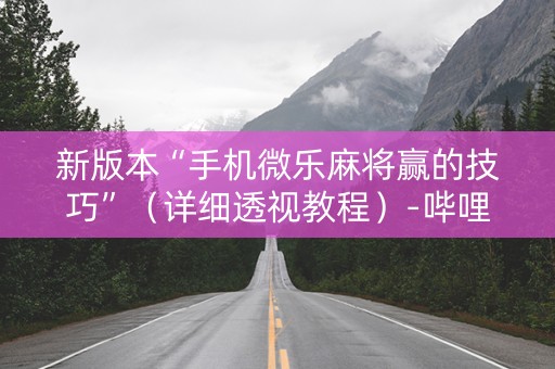 新版本“手机微乐麻将赢的技巧”（详细透视教程）-哔哩哔哩