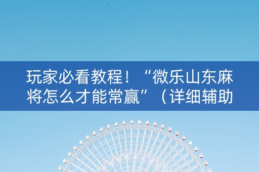 玩家必看教程！“微乐山东麻将怎么才能常赢”（详细辅助教程）-哔哩哔哩