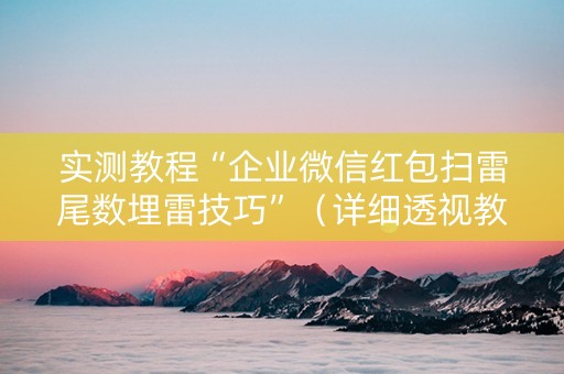实测教程“企业微信红包扫雷尾数埋雷技巧”（详细透视教程）-哔哩哔哩