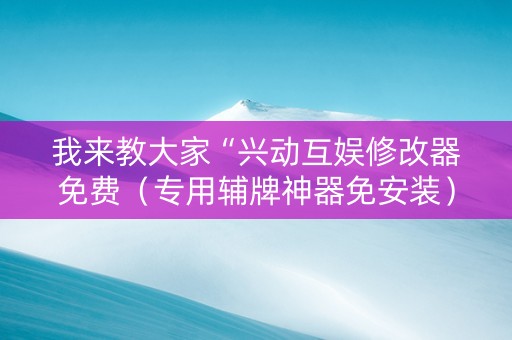 我来教大家“兴动互娱修改器免费（专用辅牌神器免安装）