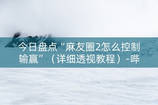 今日盘点“麻友圈2怎么控制输赢”（详细透视教程）-哔哩哔哩