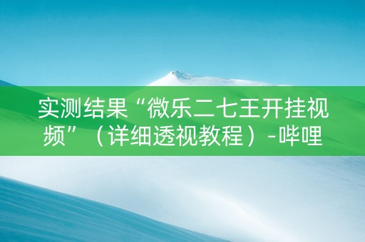 实测结果“微乐二七王开挂视频”（详细透视教程）-哔哩哔哩