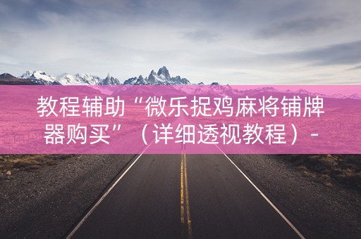 教程辅助“微乐捉鸡麻将铺牌器购买”（详细透视教程）-哔哩哔哩