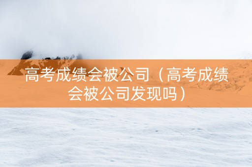 高考成绩会被公司（高考成绩会被公司发现吗）