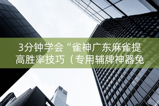 3分钟学会“雀神广东麻雀提高胜率技巧（专用辅牌神器免安装）