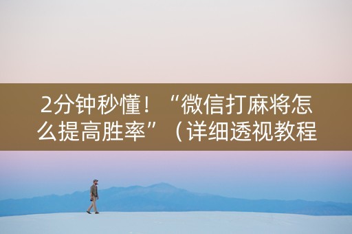 2分钟秒懂！“微信打麻将怎么提高胜率”（详细透视教程）-哔哩哔哩