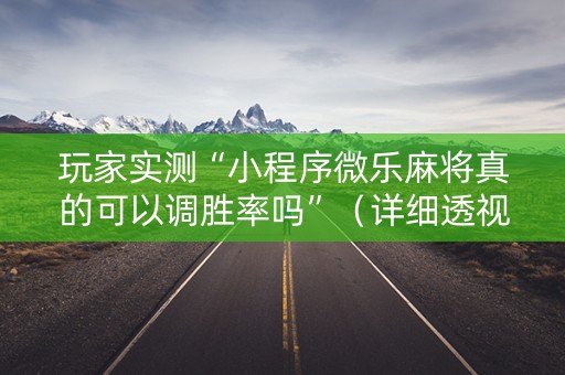 玩家实测“小程序微乐麻将真的可以调胜率吗”（详细透视教程）-哔哩哔哩
