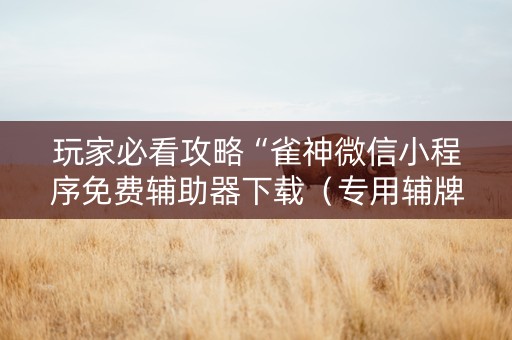 玩家必看攻略“雀神微信小程序免费辅助器下载（专用辅牌神器免安装）
