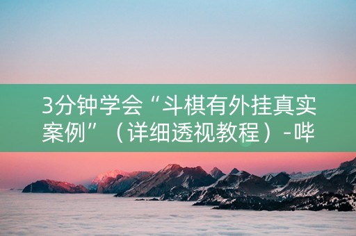 3分钟学会“斗棋有外挂真实案例”（详细透视教程）-哔哩哔哩